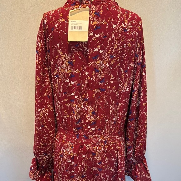 Elegant polyester Floral Long Sleeve floor length maxi Dress NWT XL - Picture 6 of 16